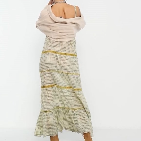 Free People Midnight Dance Print Maxi Dress Light Grey Combo - Picture 10 of 16